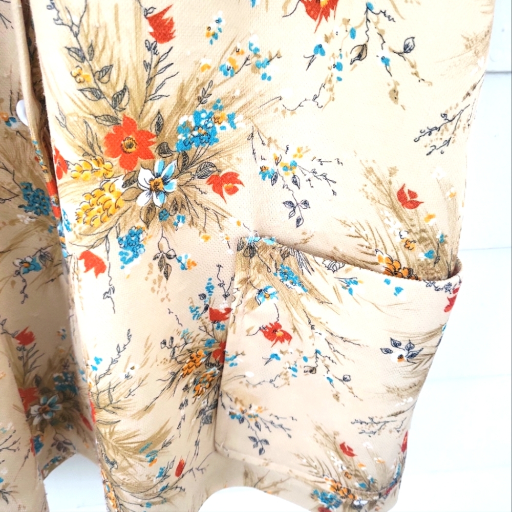 Vintage 70's Shirley Retro Wildflower Button Front Smock Top M/L 38 - Picture 5 of 8